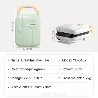 650W Electric Sandwich Maker Waffle Machine Toaster Baker Takoyaki Pancake Donuts Sandwichera Breakfast Machine 220V.