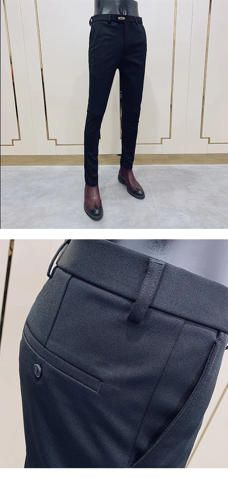 Men Suit Pants Dress Pantalone Hombre Stretch Slim Formal Trousers Calça Masculina Solid Color Casual Pants Fashion Men Clothing