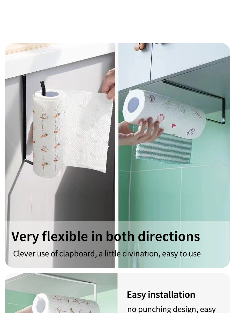 Papierrollenhalter Handtuchhalter Frischhaltefolie Lagerregal Badezimmer Kein Stanzen Lagerregal Hängeregal Küchentuchzubehör