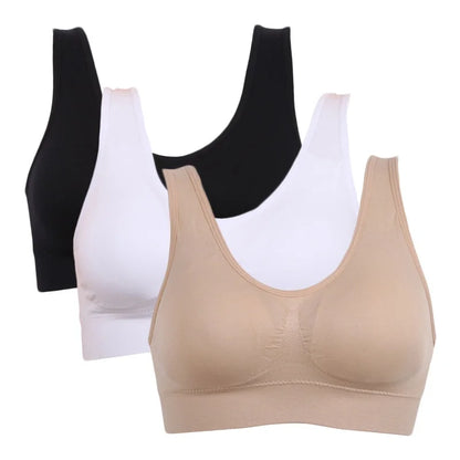3PCS/lot Seamless Bra With Pads Plus Size Bras For Women Active Bra Wireless Brassiere Push Up Big Size Vest Wireless BH 5XL.