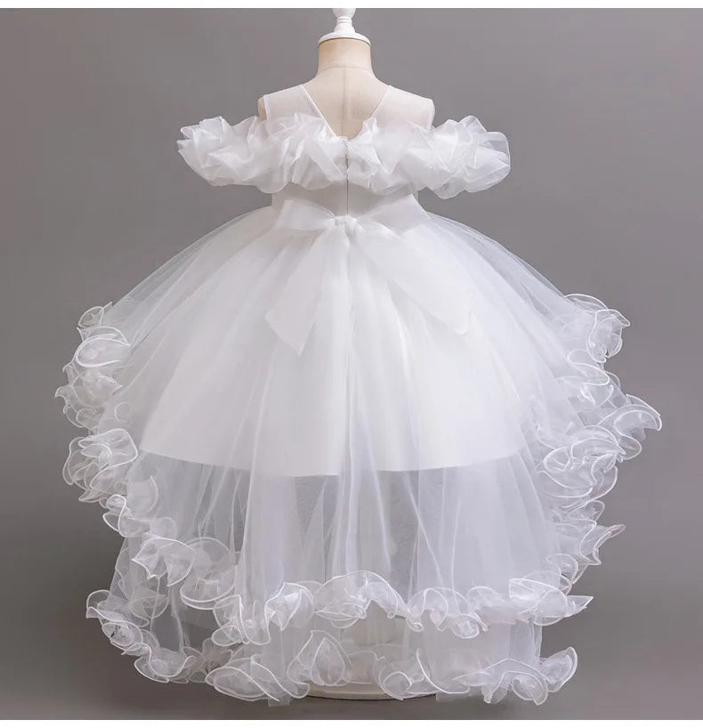 3-10 Jahre altes Mädchen Kinder schleppendes Kleid neues elegantes Mädchen Performance Puffrock Prinzessin Rock Blume Kinder Hochzeit Mädchen.