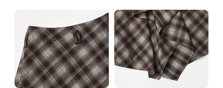 CHIC VEN Women Skirts A Line Retro Loose High Waist Irregular Color Plaid Frosted Half Body Long Ladies Skirt Winter 2025.