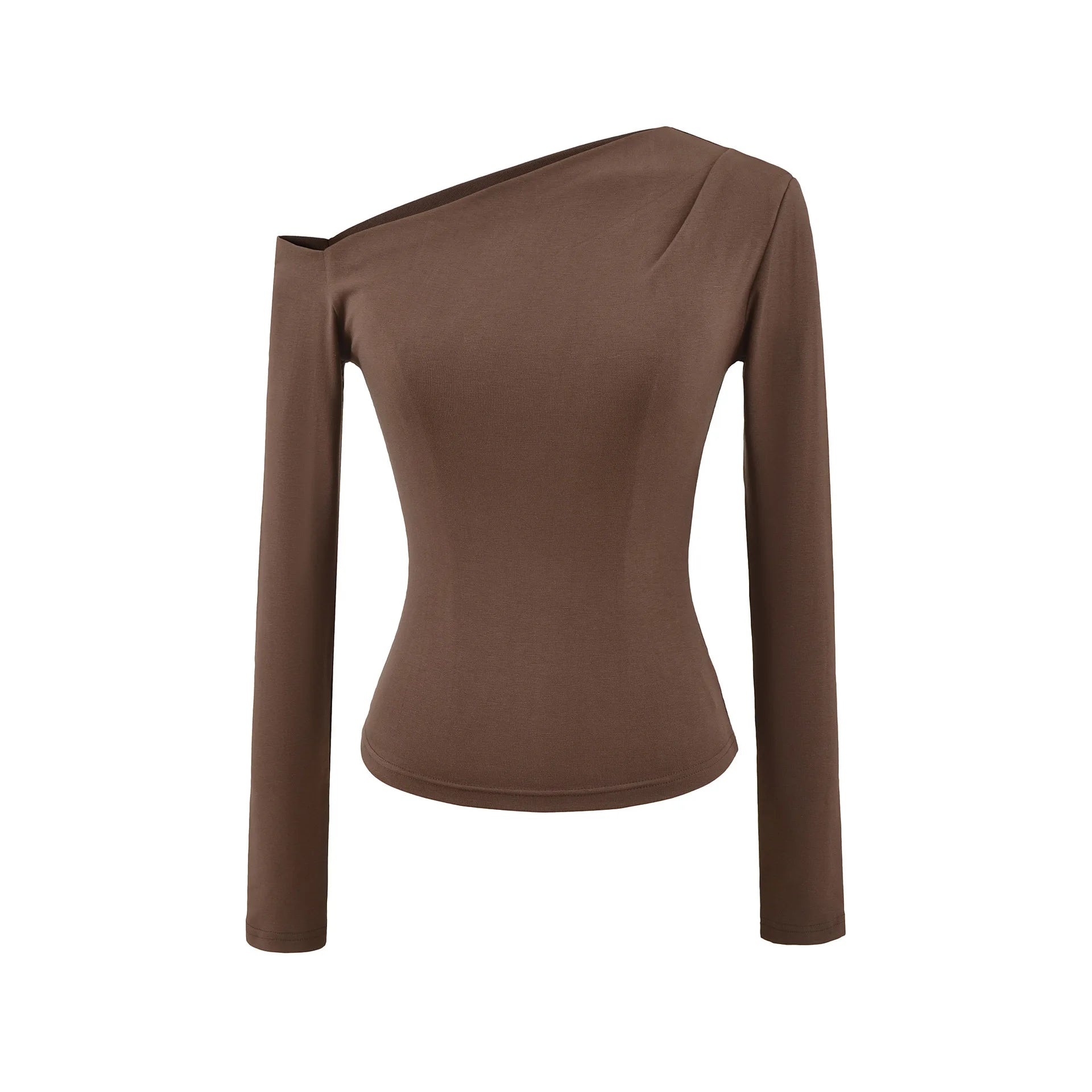 Women Long Sleeve One Shoulder Basic Top Tee Tshirt.
