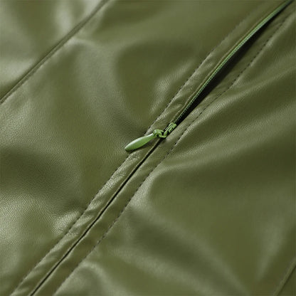 Stylish Leather Solid Jacket Pants Set Women Stand Collar Zipper Coat Loose Trousers Sets Female 2025 Autumn Fashion Streetwears