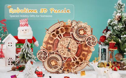 Robotime Wall Clock 3D Wooden Puzzle Wooden Set Mechanical Building Kits Wooden Puzzle Game Children Gift Best Christmas Gift.