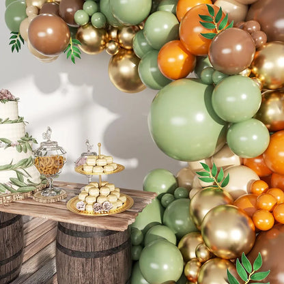 Woodland Animals Balloon Garland Arch Set, 148 Pieces Forest Theme Gray Green Brown Balloon Forest Animal Neutral Gender Reveal Party Supplies Oh Baby Jungle Decoration