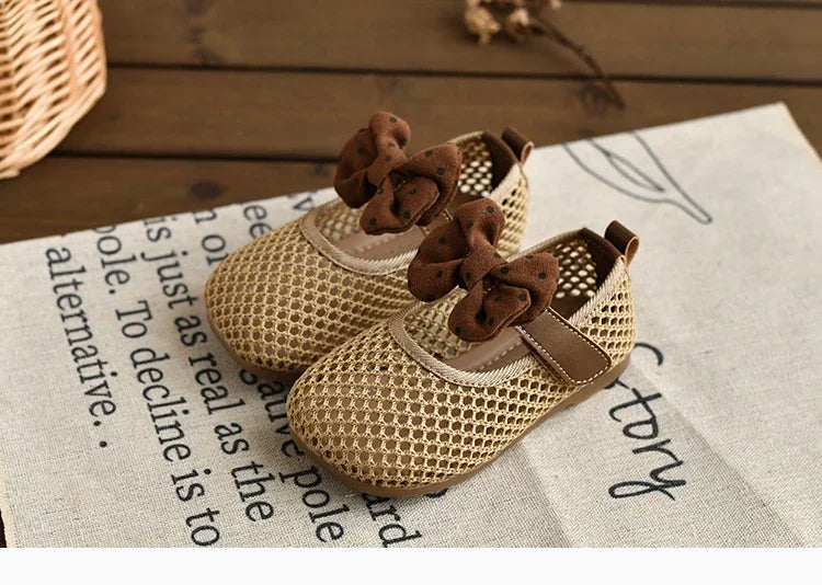 Children Girls Mesh Sandals Baby Summer Toddlers Fashion First Walker Shoes Causal Bowknot Sweet Kids Soft Sandals Breathable.