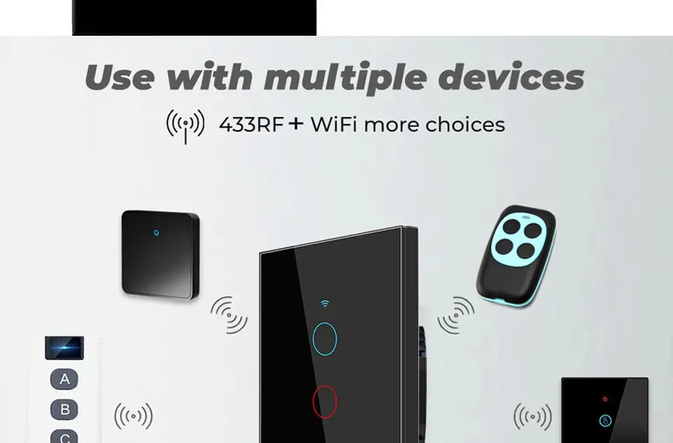 Tuya WiFi Smart Licht Schalter UNS Standard Arbeit Mit Alexa Google Home Wand Touch Schalter 110 V 220 V RF433Mhz Fernbedienung 1 2 3 4 Gang.
