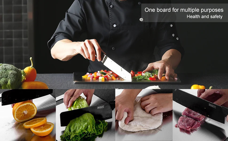 Titanium Cutting Boards for Kitchen Stainless Board 304 Steel Thickened Double Sided Food Grade Portable Fruit Meat Chopping.