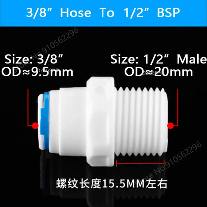 Fit for 1/4" 3/8" OD Tube Straight  Equal Reducer Connector Fitting Aquarium Reverse Osmosis RO Water Dispenser