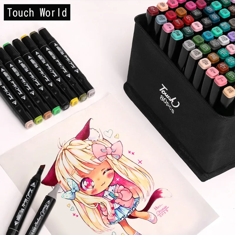 24-168 farbige Marker Stifte Set Manga Pinsel Stift Zeichnung Skizze Kawaii Kunst Schulbedarf Schreibwaren Farbe Schriftzug Marker.