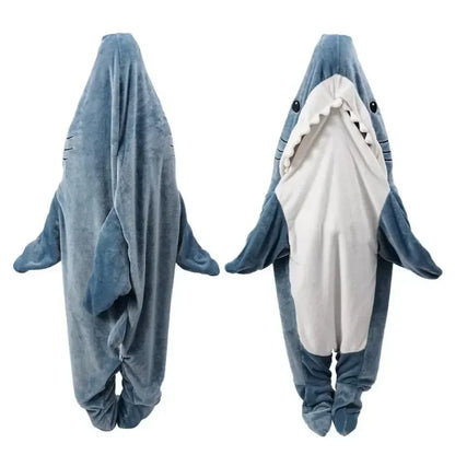 Shark Cartoon Sleeping Bag Adult Pajama Hooded Warm Flannel Blanket Funny Homewear Super Soft Onesie Sleeping Bag Winter Warm.