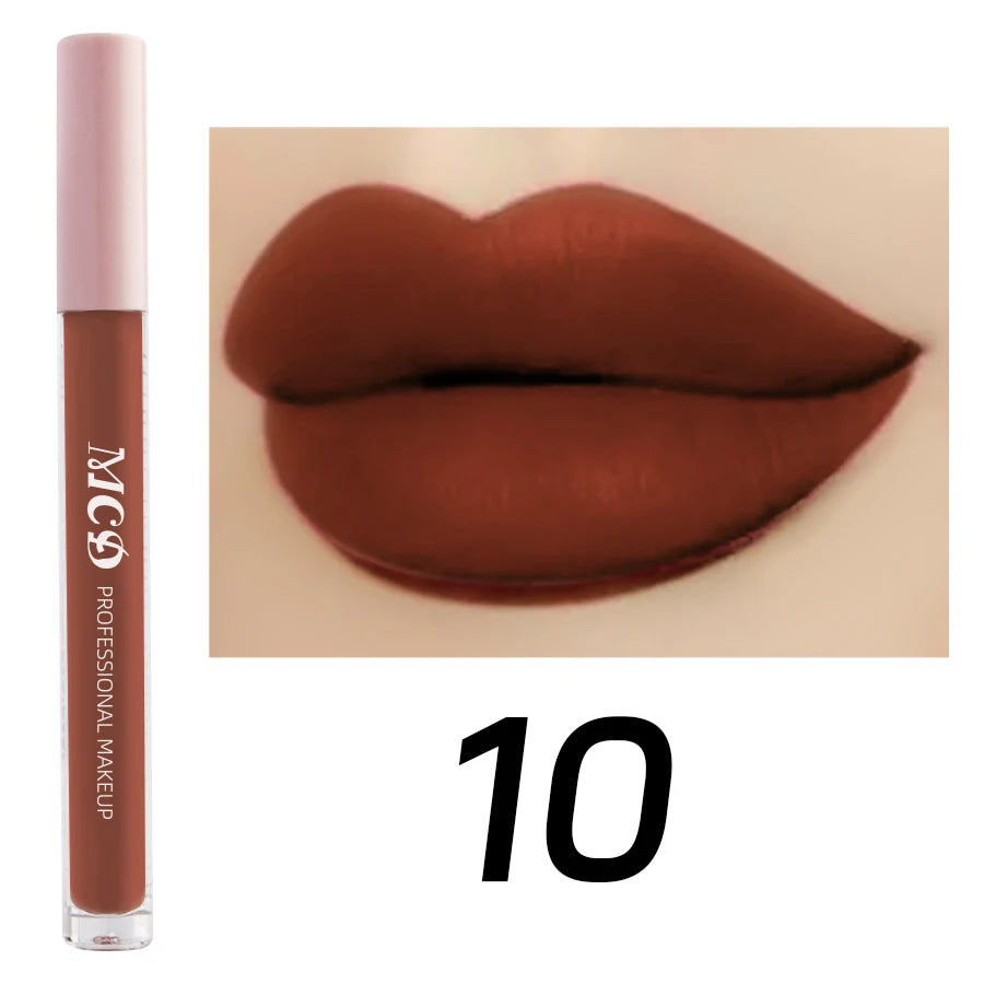 1PC Dark Brown Matte Velvet Lip Gloss Waterproof Liquid Lipstick Nude Brown Lips Korean Makeup for Lip Tint Lip Glaze Cosmetics
