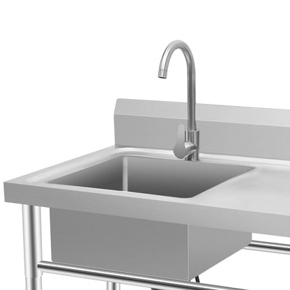 [Edelstahlspüle] 201 Edelstahlspüle – 100 x 60 x 93 cm – für gewerbliche Räumlichkeiten – tiefes Becken