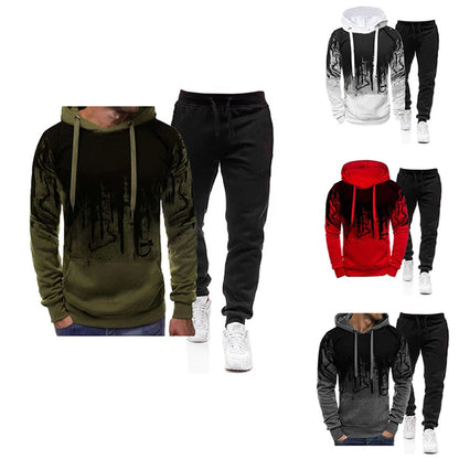 Spring Autumn Men's 2Pcs Suit Sweatshirt Splash Hoodies+Tracksuit Pants Casual Fitness Male New Sportwear Men Clothing.