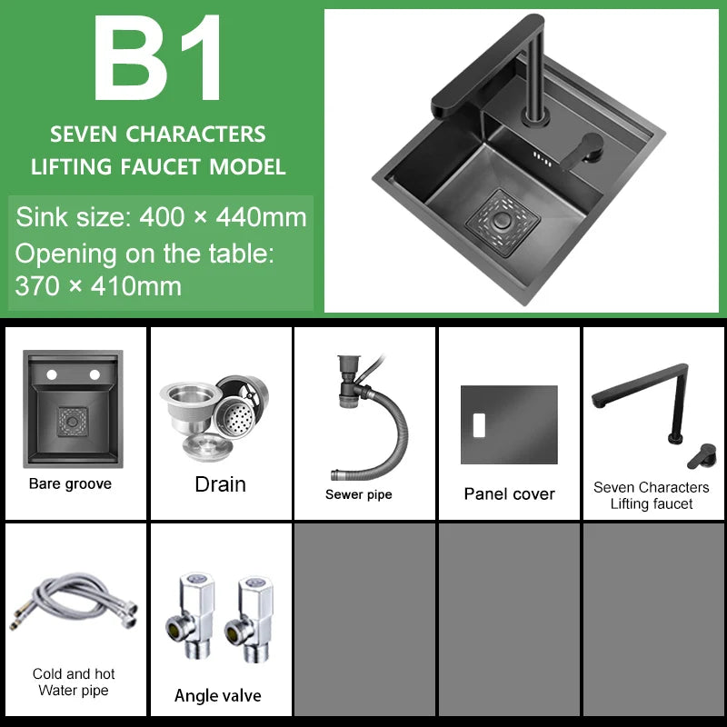 Versteckte Küchen spüle Bar Spüle Kit Klapp hahn Abflussrohr, Drop-In Unterbau Spüle, kleine Edelstahls püle für Workstation RV