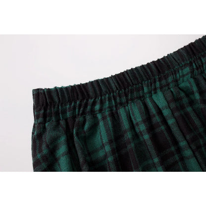 SISHION 2025 Autumn New A Line Swing Buttons Long Midi Vintage Skirt SS0037 Red Green High Waist Plaid Skirts for Women Jupe.