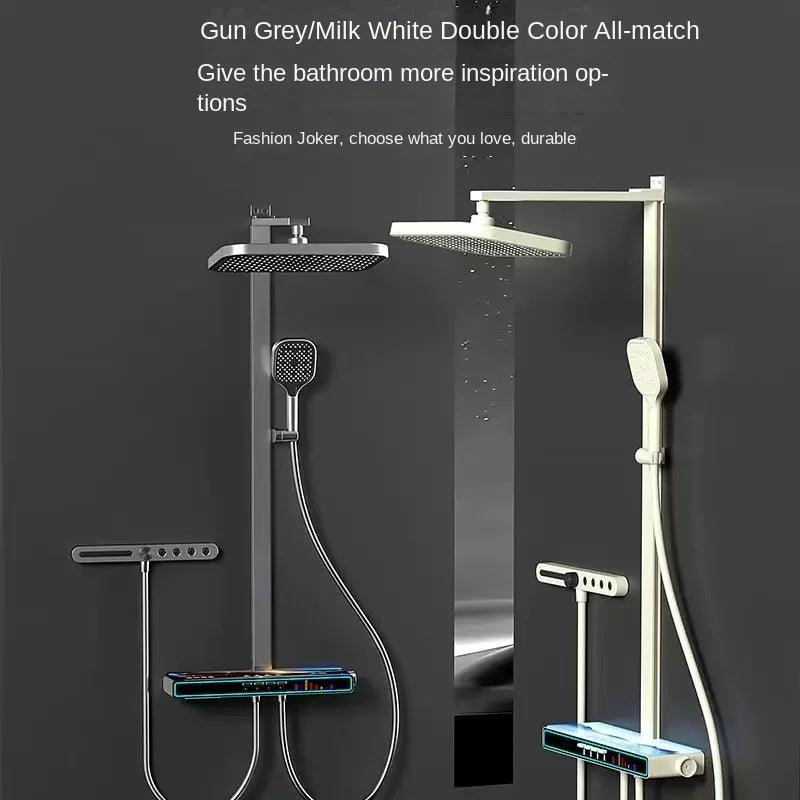 Bluetooth Music Digital Bathroom Shower System Ambient Lighting thermostatic Digital Bathroom Shower Set Faucets Accessories