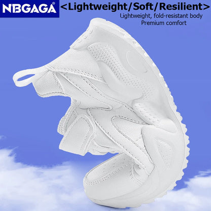 Weiße Kinder-Freizeitschuhe aus Leder für Jungen und Mädchen, Outdoor-Laufschuhe, atmungsaktives Mesh, für Kinder, Schule, Wandern, Sport, rutschfest.