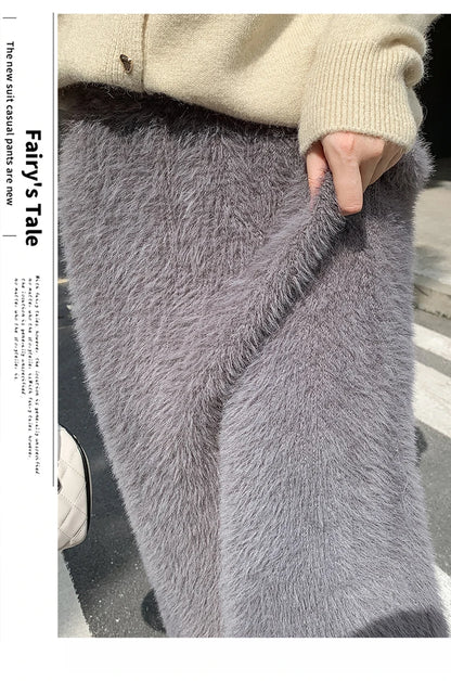 Autumn Winter New Knit Long Skirt Women Casual Thick Korean High Waist Soft A-Line Skirt