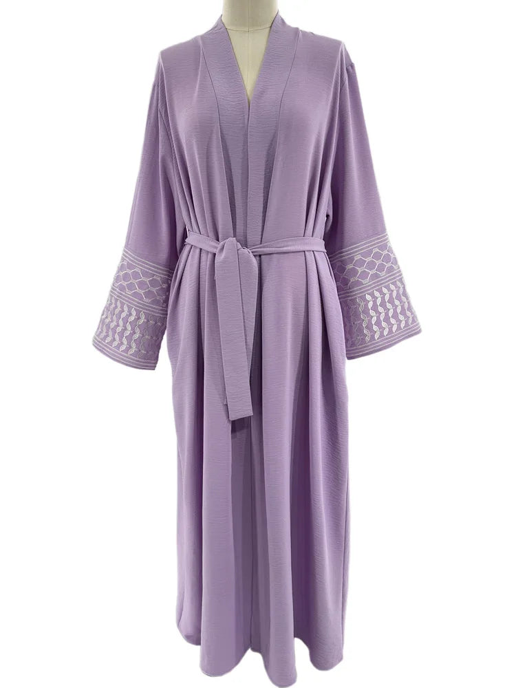 Embroidery Open Modest Kimono Abaya Dubai Luxury Islam Muslim Kaftan Modal Dress Arabic Abayas Women Kebaya Robe Femme Musulmane.