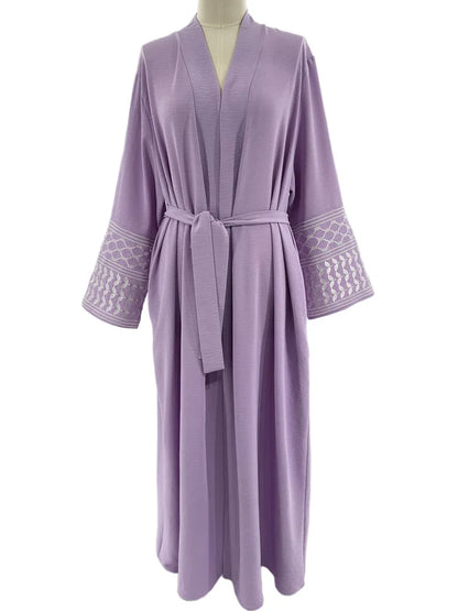 Embroidery Open Modest Kimono Abaya Dubai Luxury Islam Muslim Kaftan Modal Dress Arabic Abayas Women Kebaya Robe Femme Musulmane.