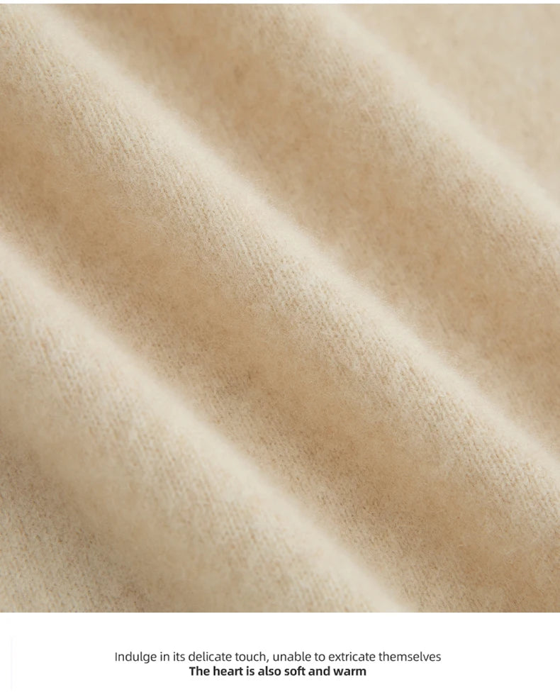 Men 100% Merino Wool Sweater Turtleneck Knitted Pullover Cashmere Warm Solid Color Clothes Business Bottoming Tops Autumn Winter