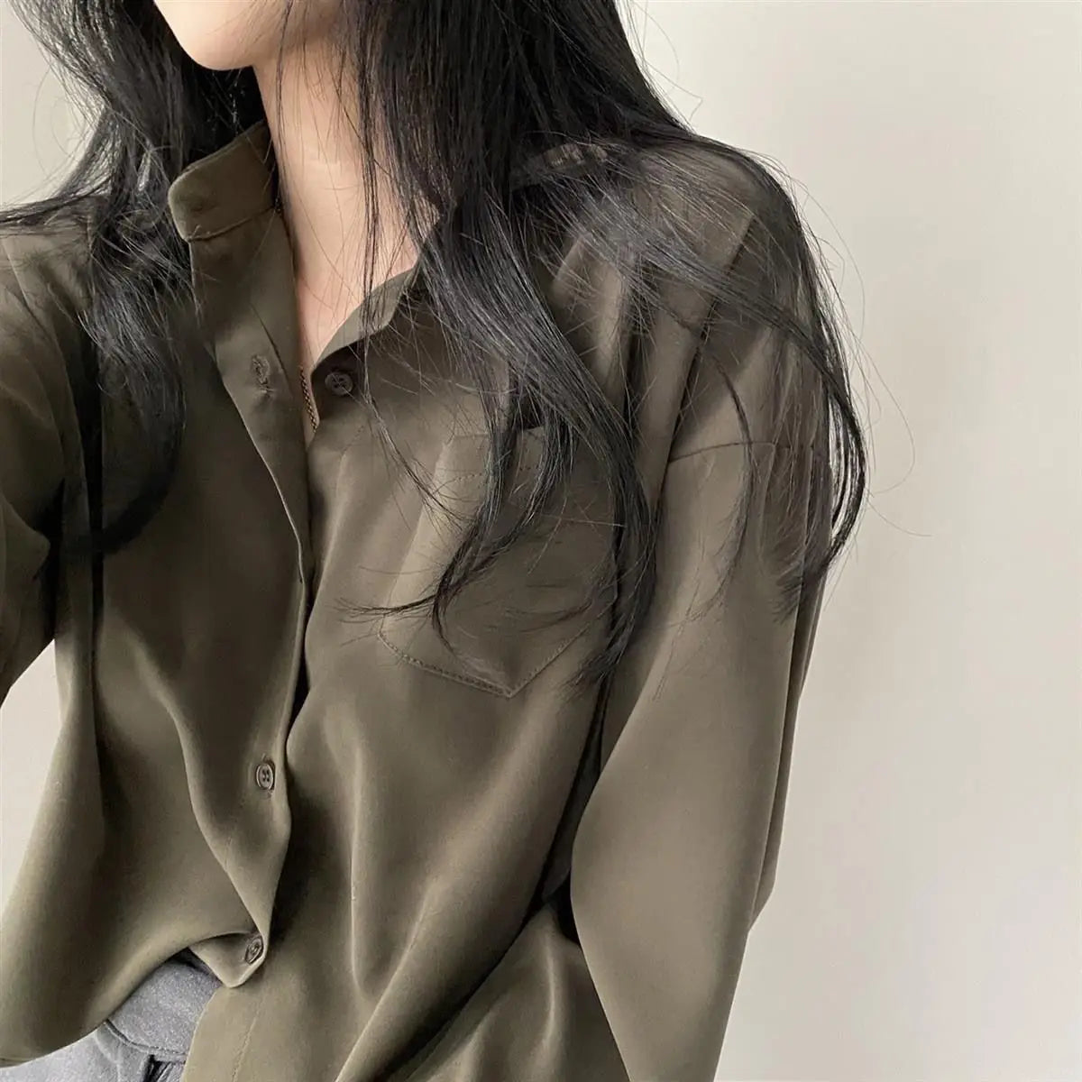 Long Sleeved Shirt And Blouse Simple Single Breasted Loose Casual Solid OL Trend Short Top Simple Elegant Fashion Women Clothes.