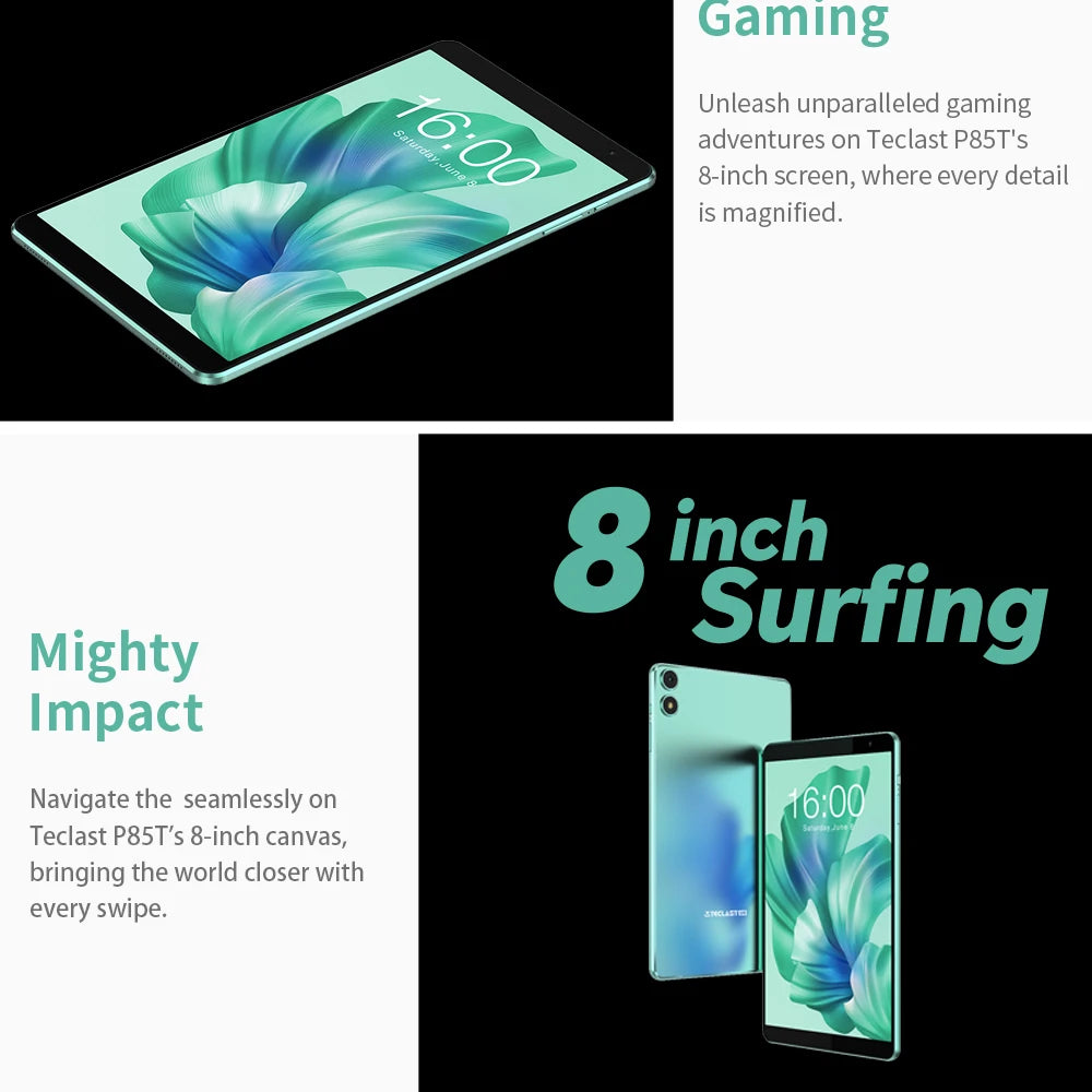 Teclast P85T 2024 Tablet Allwinner A523 8-core 1.8GHz/ 10GB(4GB+6GB) RAM/64GB ROM/8 Inch 800×1280iPS/WIFI5G/4G/5000mAh/Type-C/0.