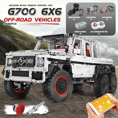 MOULD KING 13061 Technical Car Toys The APP&RC Motorized G63 6X6 Off-Road SUV Car Model Assembly Building Blocks Bricks Kid Gift.