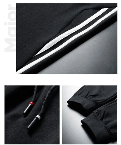 Herren Winter Trainings anzug Set einfarbige Hoodies und Kordel zug Jogging hose Loose Fit Freizeit Sportswear Anzug