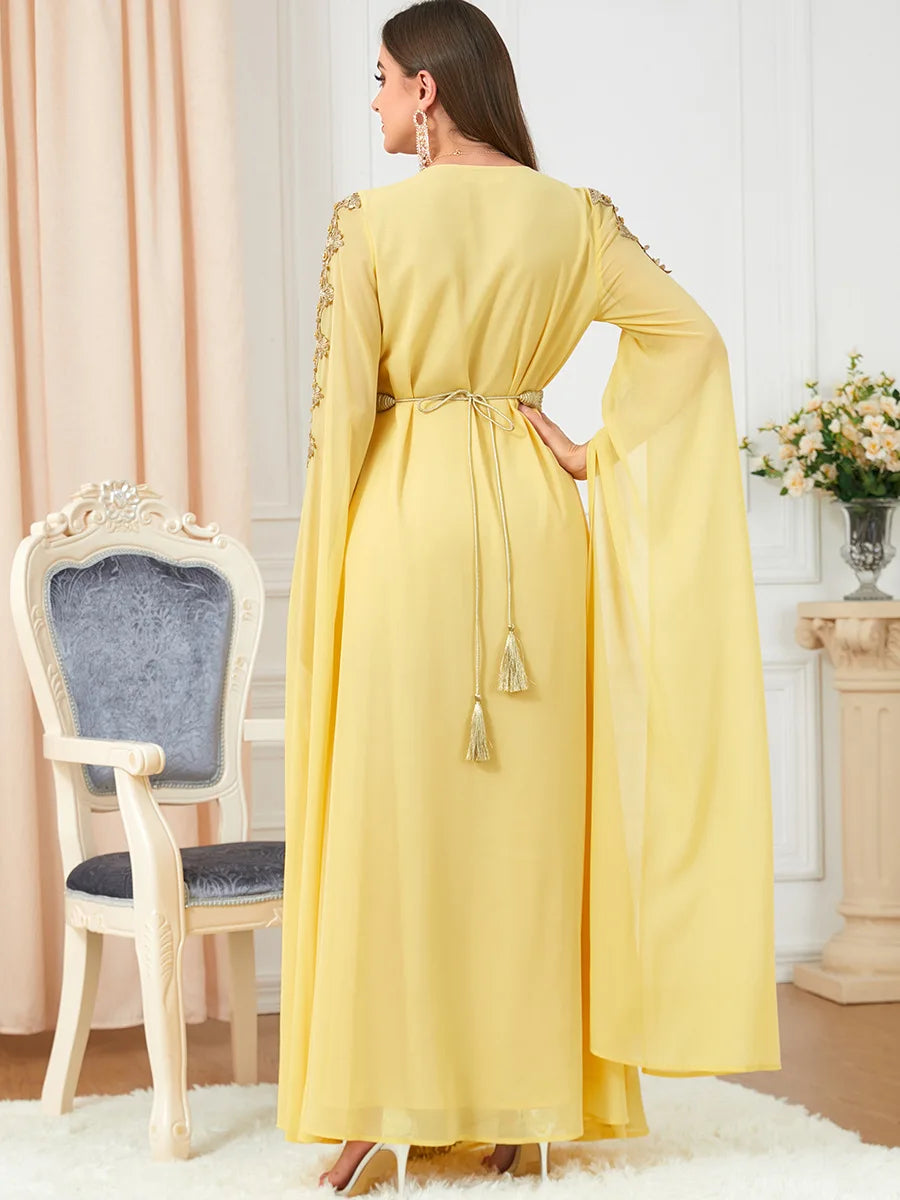Eid Marokko Party Kleid Muslimische Frauen Abaya Kleider Langarm Abayas Dubai Türkei Islam Kaftan Robe Longue Vestidos Largos 2025.