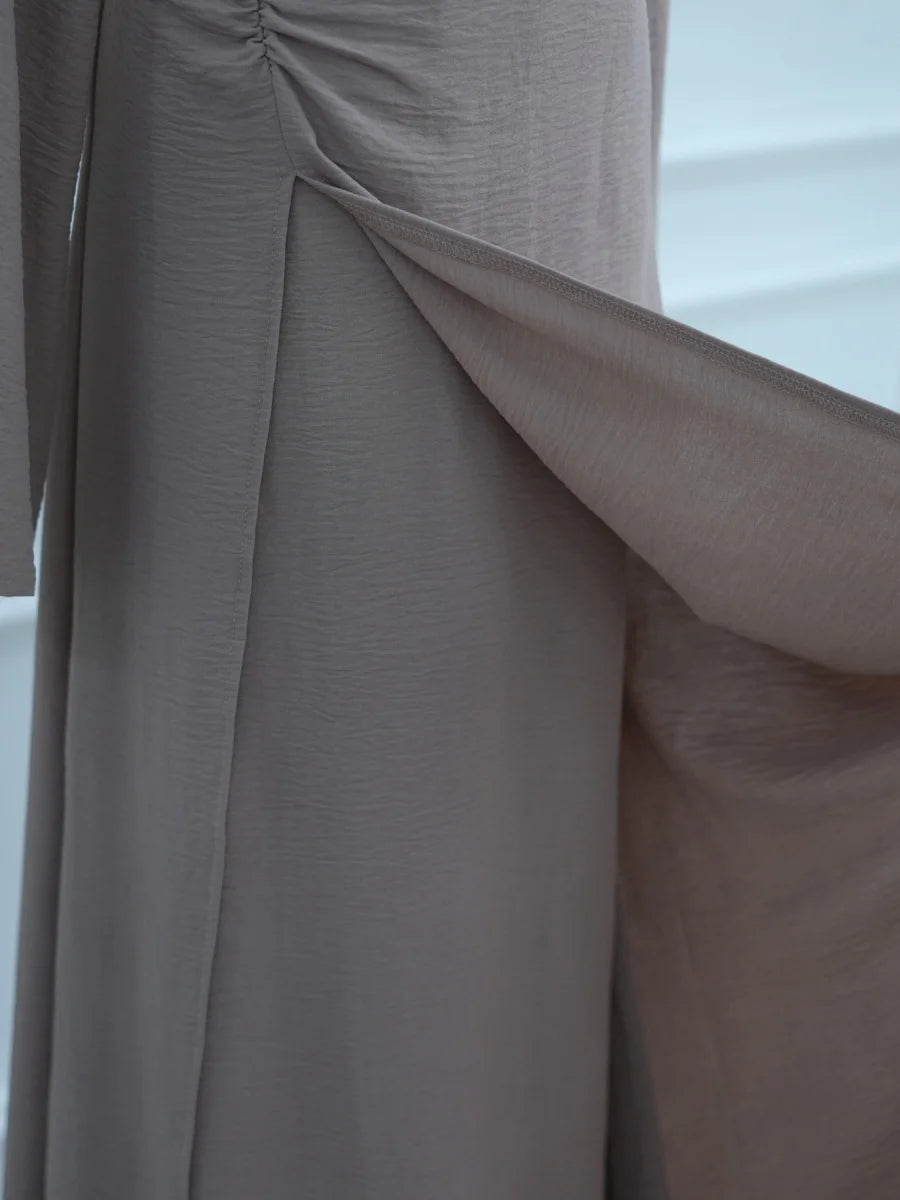 Muslim Women Arabic Dubai Abaya Solid Drawstring Long Dress Modest Ramadan Kaftan Robe Femme musulmane Islam Clothing Kebaya.