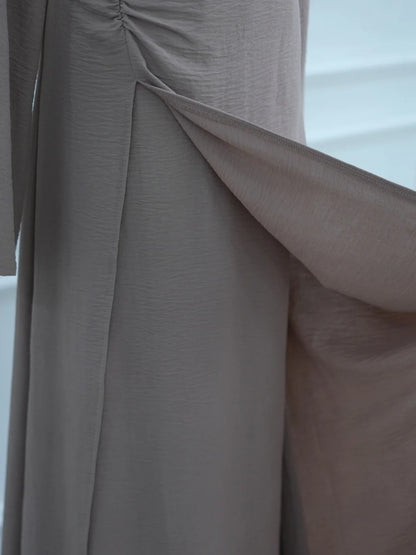 Muslim Women Arabic Dubai Abaya Solid Drawstring Long Dress Modest Ramadan Kaftan Robe Femme musulmane Islam Clothing Kebaya.