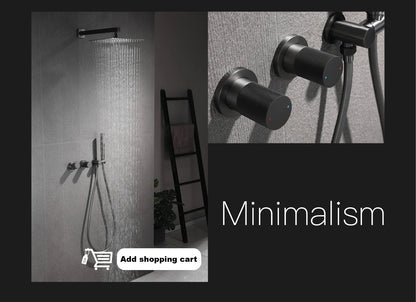 Deckenmontiertes thermostatisches LED-Digitalanzeige-Duschsystem. Eingebetteter Badmischer aus Messing im Wasserfallstil für heißes und kaltes Wasser