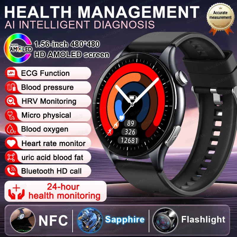 2025 New For HUAWEI Health MonitorUric Acid Blood Pressure Blood oxygen Body Analysis Smart Watch ECG+PPG Clock Smartwatch Men