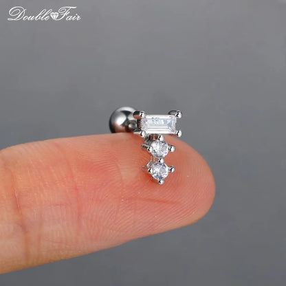 1pc Cartilage Tragus Helix Daith Crystal Ear Piercing Stud Earrings for Women Mini Screw Stainless Steel Stacking Ear Jewelry.