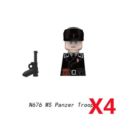 Military WWII Figure Building Blocks Accessories MP40 Rocket Launcher MG42 Officer Army Camouflage Soldier Pzf 98K Toy Gift N029