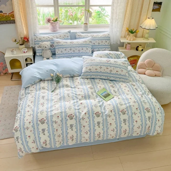 2025 new Cotton Duvet Cover Set with 2 Pillowcases 1 bed sheet - Elegant & Breathable Bedding Set,Fade-Resistant, Multiple Sizes