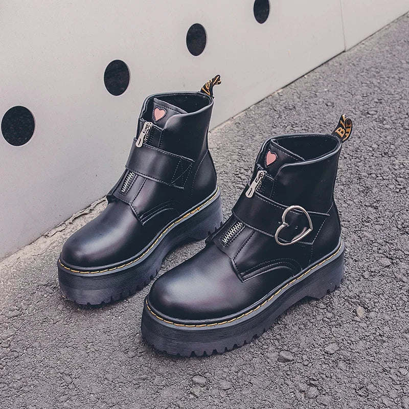 Autumn Winter Fashion Round Toe Lace-up Shoes Womens Boots Zip Ankle Boots For Women High Heels Basics Casual