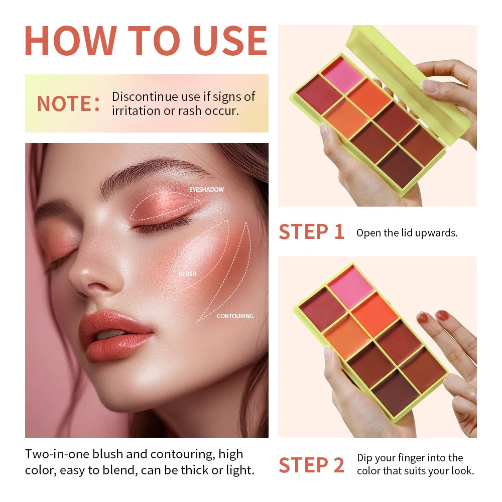 Curve Case Cream Eyebrow Cream Blush Highlighter Palette Matte Shimmer Finishes Shadow Tones Long-Lasting Cosmetics.