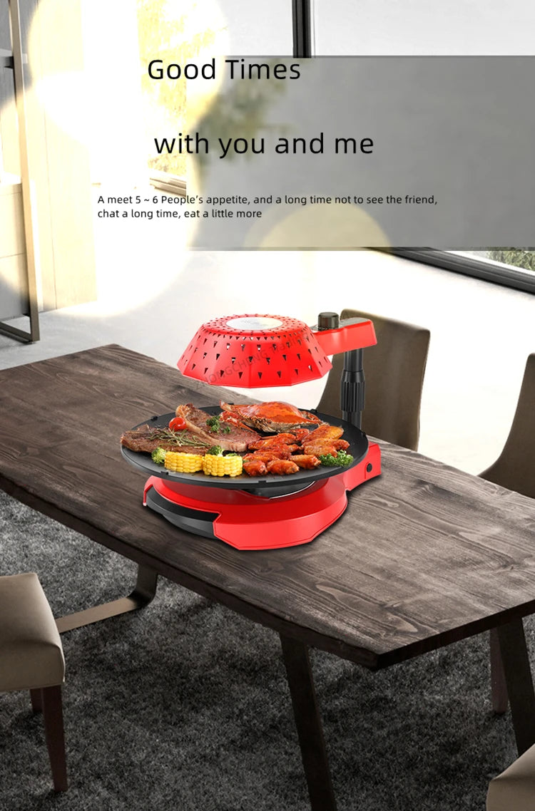 Household 220v 1390w Bbq Oven Indoor Electric Baking Tray Home Smoke-free Non-stick Barbecue Machine Automatically Rotating Baki