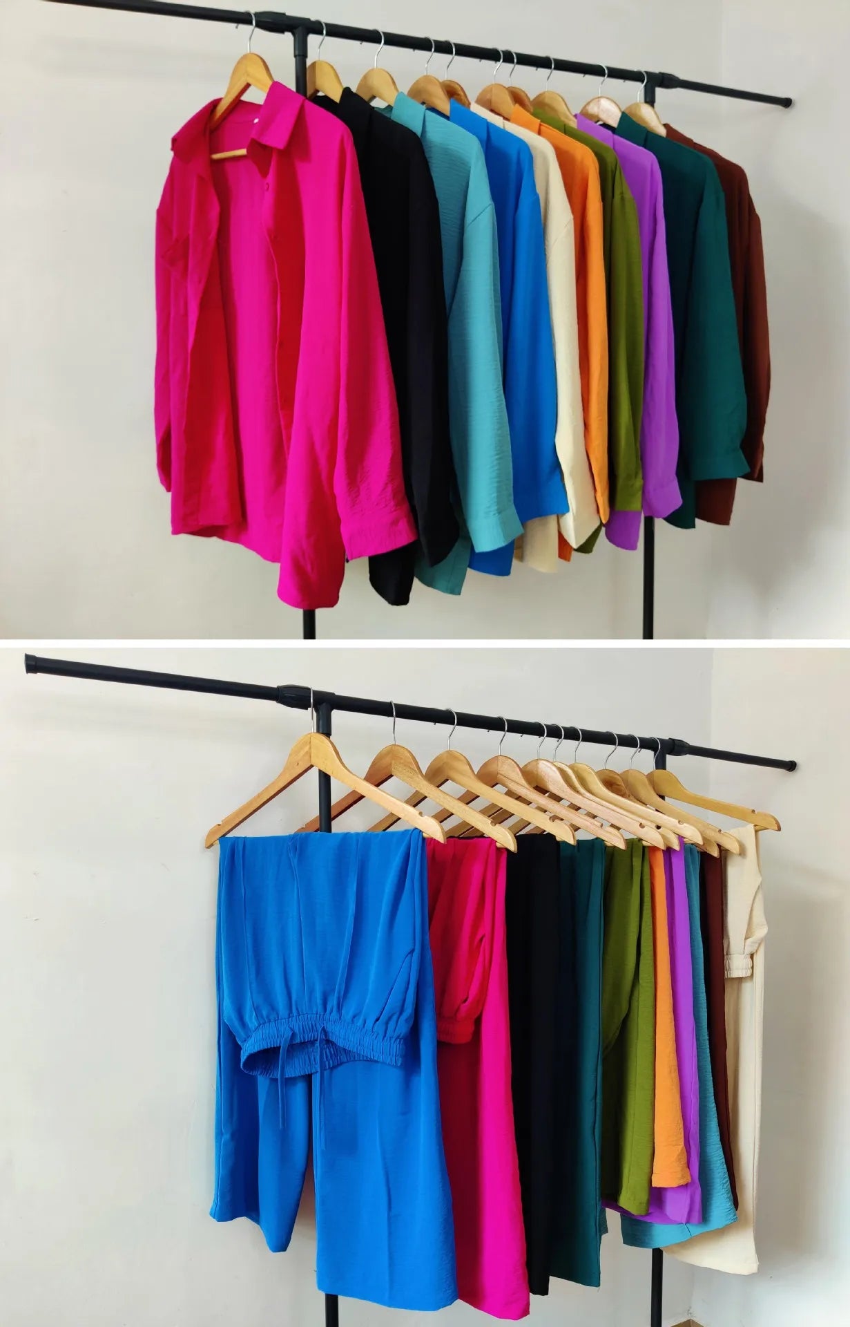 New Autumn Red Women Casual Two-piece Set, Features A Thin Long-sleeved Lapel Shirt Paired with Matching Drawstring Trousers..