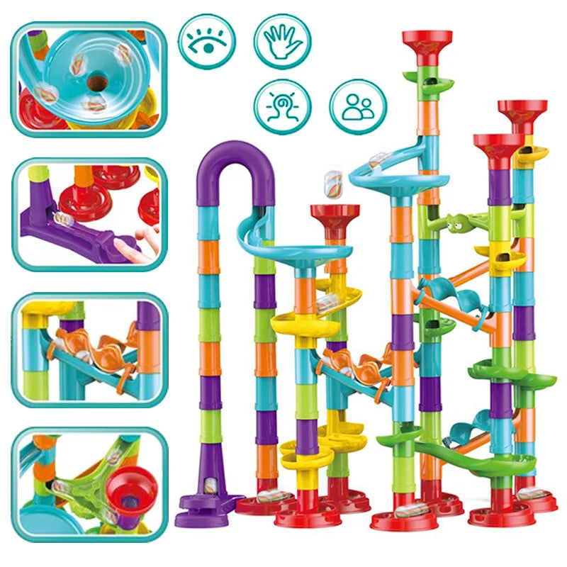 29-142PCS Marble Run Building Blocks Marbles Slide Toys For Children DIY Creativity Constructor Educational Toys Children Gift
