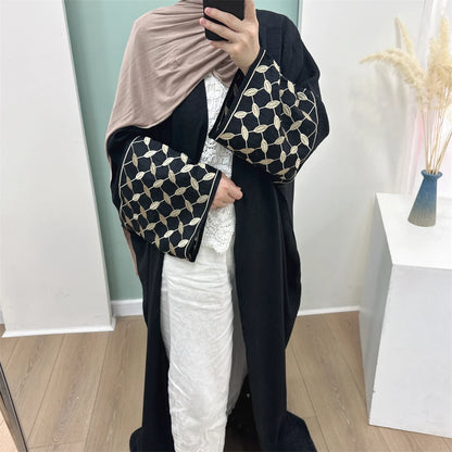 Open Muslim Kimono Abaya Dubai Elegant Kaftan Modest Dress Abayas For Women Islam Caftan Marocain Robe Arabe Femme Musulmane.