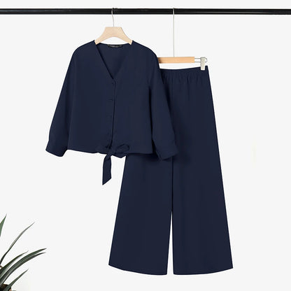 2025 ZANZEA Autumn Outfits 2PCS Women Work Matching Sets Fashion Spring Long Sleeve Blouse Pant Sets Casual Solid OL Tracksuits