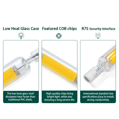 Superhelle LED R7s COB-Glasröhre 5 W 10 W 20 W 78 mm 118 mm J78 J118 Maisglühbirne AC 220 V 110 V Heim-Halogenlampe ersetzen.