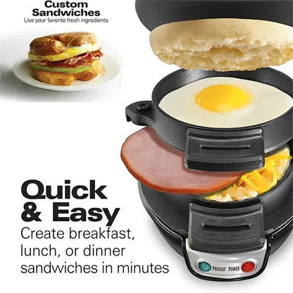 Household Breakfast Machine Portable Mini Hamburg Sandwich Muffin Bread Maker With Non Stick Egg Cooker Ring 220V Waffle Machine.
