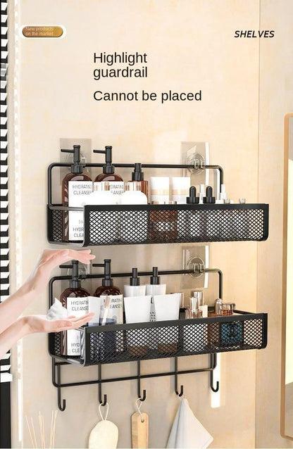 Hängender Aufbewahrungsorganisator, ohne Bohren, tragbar, feuchtigkeitsbeständig, für Küche, Badezimmer, Gewürze, Küche, Badezimmer, Aufbewahrungslösungen