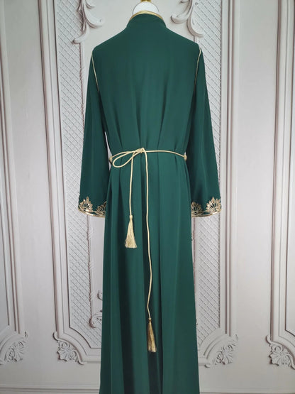 Eid muslimische Frauen Party Stickerei Kleider 2 Stück Set Jalabiya Ramadan Islam Vestidos arabische Robe Marokko Dubai Abayas Kaftan